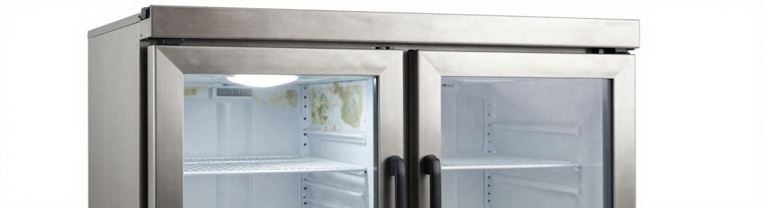 Limpeza profissional de geladeira com aplicação do Mixclor Foam LT para remoção de gordura, mofo e resíduos orgânicos